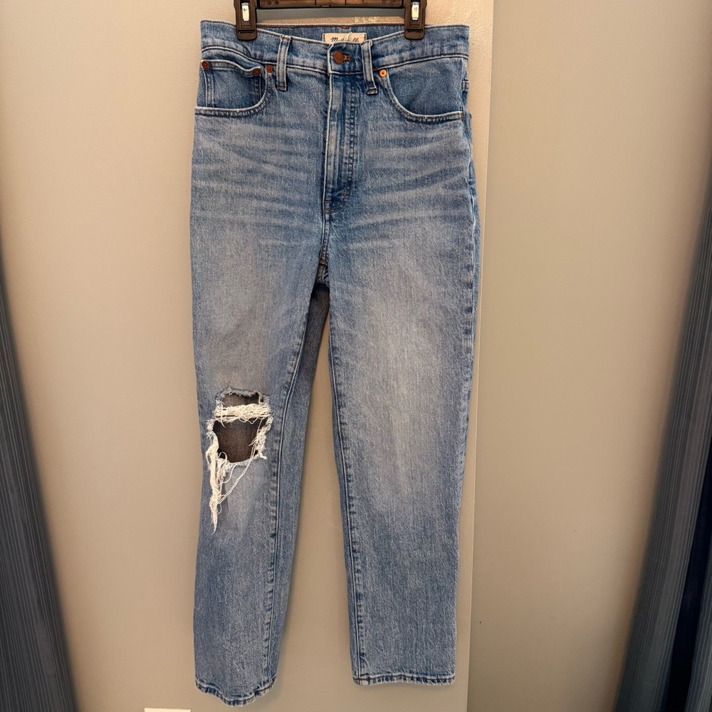 Madewell The Perfect Vintage Straight Leg Jean Distressed Medium Wash Size 27